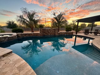 Beautiful desert sunset pool